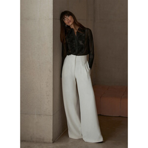 Mint Velvet White Wide Leg Darted Trousers